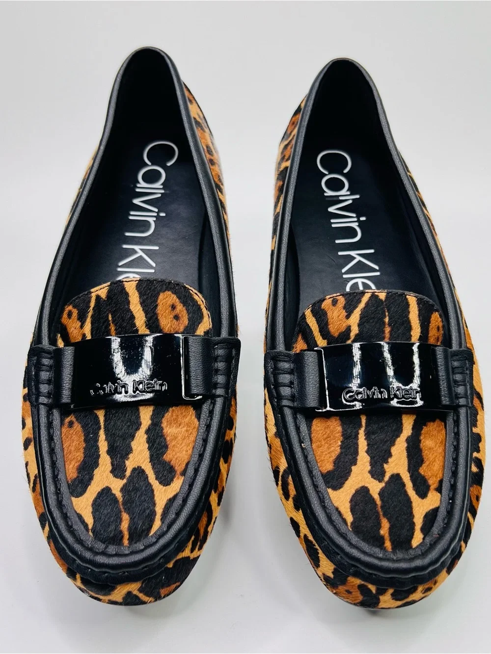 Calvin Klein Lisette Leopard Print Calf Hair Slip On Loafer Womens Size 8